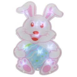 Northlight 14" Pink & White LED Lighted Easter Bunny Window Silhouette