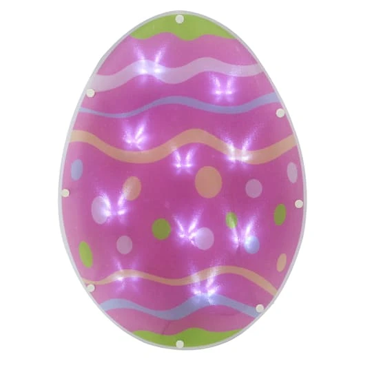 Northlight 14" Pink & Green LED Lighted Easter Egg Window Silhouette 4 Northlight 14" Pink & Green LED Lighted Easter Egg Window Silhouette - Image 2