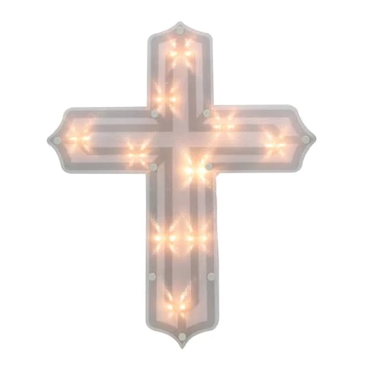 Northlight 14" White Lighted Religious Cross Easter Window Silhouette Decoration 4 Northlight 14" White Lighted Religious Cross Easter Window Silhouette Decoration - Image 2
