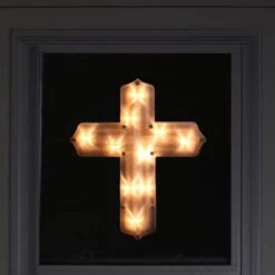 Northlight 14" White Lighted Religious Cross Easter Window Silhouette Decoration 10 Northlight 14" White Lighted Religious Cross Easter Window Silhouette Decoration -Northlight D236977S 3