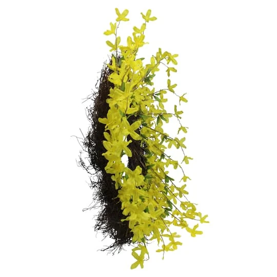 Northlight 24" Yellow Forsythia & Grapevine Wreath 5 Northlight 24" Yellow Forsythia & Grapevine Wreath - Image 3