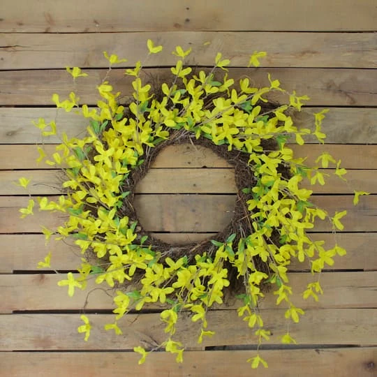 Northlight 24" Yellow Forsythia & Grapevine Wreath 6 Northlight 24" Yellow Forsythia & Grapevine Wreath - Image 4