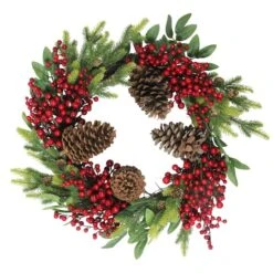 Northlight 22" Red Berry & Pinecone Wreath -Northlight D237019S 11
