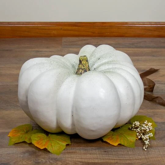 Northlight 14" White Flat Round Pumpkin Tabletop Décor 6 Northlight 14" White Flat Round Pumpkin Tabletop Décor - Image 4