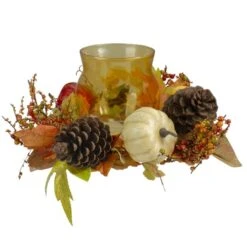 Northlight 10" Pumpkin, Berry & Pinecone Tealight Candle Holder -Northlight D253306S 1 1