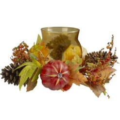 Northlight 10" Pumpkin, Berry & Pinecone Tealight Candle Holder -Northlight D253306S 3