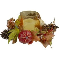 Northlight 10" Pumpkin, Berry & Pinecone Tealight Candle Holder -Northlight D253306S 4