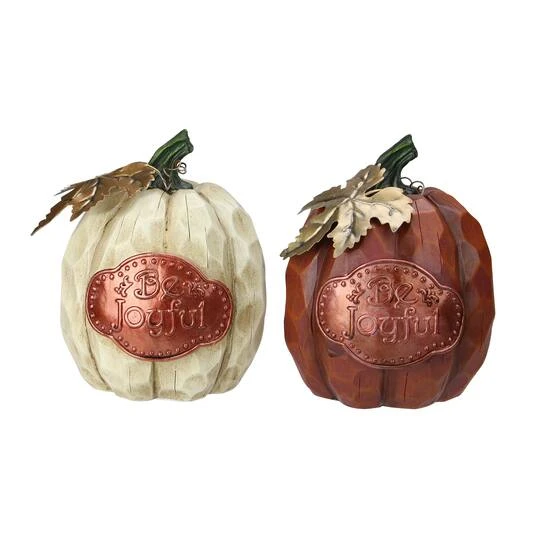 Northlight 8" Be Joyful Pumpkin Tabletop Décor Set 3 Northlight 8" Be Joyful Pumpkin Tabletop Décor Set