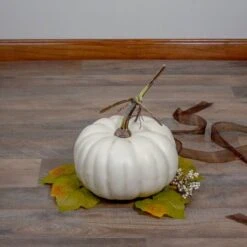 Northlight 8" Cream Flat Round Pumpkin Tabletop Décor 9 Northlight 8" Cream Flat Round Pumpkin Tabletop Décor -Northlight D253313S 3