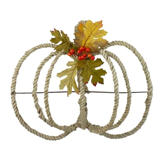 Northlight 16" Autumn Foliage & Rope Pumpkin Wall Décor 4 Northlight 16" Autumn Foliage & Rope Pumpkin Wall Décor - Image 2