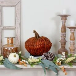 Northlight 8.5" Orange Woven Pumpkin Décor -Northlight D253319S 2