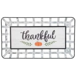 Northlight 24" Silver & White Pumpkin Thankful Rectangular Wall Décor -Northlight D253325S 1 1