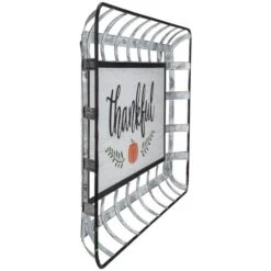 Northlight 24" Silver & White Pumpkin Thankful Rectangular Wall Décor -Northlight D253325S 2