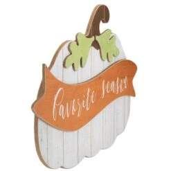 Northlight 19.5" White Wooden Pumpkin Favorite Season Hanging Wall Sign -Northlight D253328S 4