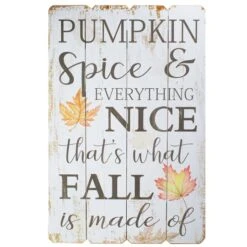 Northlight 23.5" Whitewashed Pumpkin Spice Everything Nice Fall Wooden Hanging Wall Sign -Northlight D253330S 1 1