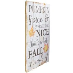 Northlight 23.5" Whitewashed Pumpkin Spice Everything Nice Fall Wooden Hanging Wall Sign -Northlight D253330S 2