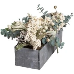 Northlight 12" Gray & Gold Pumpkin & Leaf Floral Arrangement 9 Northlight 12" Gray & Gold Pumpkin & Leaf Floral Arrangement -Northlight D253332S 2
