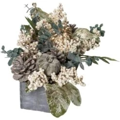 Northlight 12" Gray & Gold Pumpkin & Leaf Floral Arrangement 11 Northlight 12" Gray & Gold Pumpkin & Leaf Floral Arrangement -Northlight D253332S 4