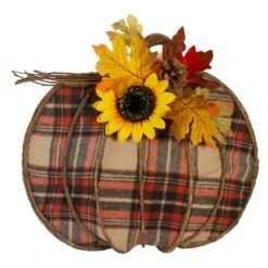 Northlight Red & Black Plaid Fall Harvest Pumpkin Wall Décor -Northlight D253334S 1 1