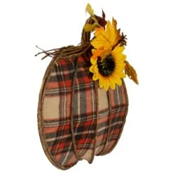 Northlight Red & Black Plaid Fall Harvest Pumpkin Wall Décor -Northlight D253334S 2