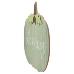 Northlight Green Wooden Blessings Pumpkin Hanging Wall Sign -Northlight D253336S 2