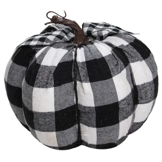 Northlight 6.25" Black & White Buffalo Check Pumpkin Tabletop Décor 4 Northlight 6.25" Black & White Buffalo Check Pumpkin Tabletop Décor - Image 2