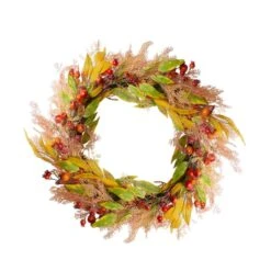 Northlight 24" Berry & Leaves Fall Harvest Wreath -Northlight D253338S 1 1