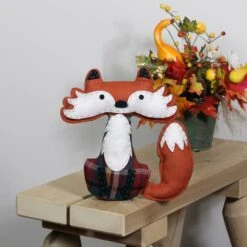 Northlight 9.5" Orange Plaid Plush Sitting Fox Tabletop Décor 7 Northlight 9.5" Orange Plaid Plush Sitting Fox Tabletop Décor -Northlight D253343S 3