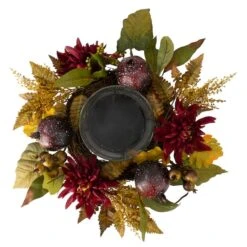 Northlight 22" Mums With Pomegranate Fall Candle Holder Centerpiece 13 Northlight 22" Mums With Pomegranate Fall Candle Holder Centerpiece -Northlight D253345S 4