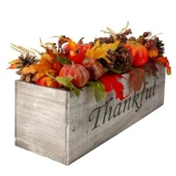 Northlight 24" Autumn Harvest Maple Leaf & Berry Arrangement In Wooden Box -Northlight D253348S 3