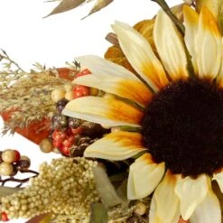 Northlight 12" Fall Harvest Sunflower & Pumpkin Cornucopia Decoration -Northlight D253349S 3