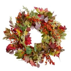 Northlight 26" Leaves & Berries Fall Harvest Wreath 7 Northlight 26" Leaves & Berries Fall Harvest Wreath -Northlight D253354S 1 1