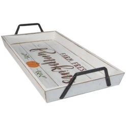 Northlight White "Farm Fresh Pumpkins" Thanksgiving Wood Tray -Northlight D253359S 3