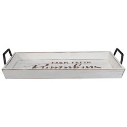Northlight White "Farm Fresh Pumpkins" Thanksgiving Wood Tray -Northlight D253359S 4