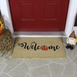 Northlight Orange Pumpkin "Welcome" Fall Harvest Doormat 9 Northlight Orange Pumpkin "Welcome" Fall Harvest Doormat -Northlight D253360S 3