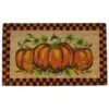 Northlight Orange & Black Checkered Fall Harvest Pumpkin Doormat -Northlight D253367S 1