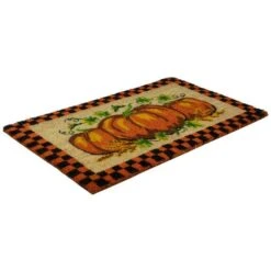 Northlight Orange & Black Checkered Fall Harvest Pumpkin Doormat -Northlight D253367S 4