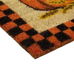 Northlight Orange & Black Checkered Fall Harvest Pumpkin Doormat -Northlight D253367S 5