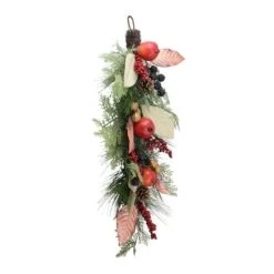 Northlight 2.5ft. Autumn Harvest Mixed Berry & Pine Needle Teardrop Swag -Northlight D253374S 2