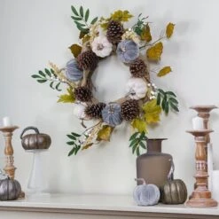 Northlight 24" Pumpkins Foliage Grapevine Thanksgiving Wreath 8 Northlight 24" Pumpkins Foliage Grapevine Thanksgiving Wreath -Northlight D253379S 2