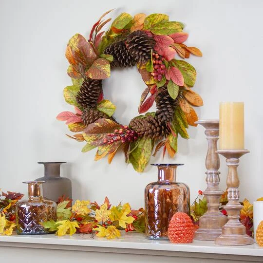 Northlight 26" Leaves & Berries Twig Thanksgiving Wreath 5 Northlight 26" Leaves & Berries Twig Thanksgiving Wreath - Image 3