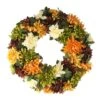 Northlight 19.5" Autumn Orange & Green Mum Wreath 2 Northlight 19.5" Autumn Orange & Green Mum Wreath -Northlight D253389S 1