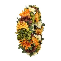 Northlight 19.5" Autumn Orange & Green Mum Wreath -Northlight D253389S 2