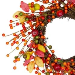 Northlight 18" Berries & Apples Foliage Twig Thanksgiving Wreath -Northlight D253391S 3