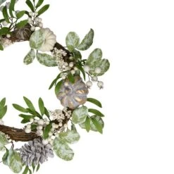 Northlight 20" White Pumpkin, Berries & Leaves Twig Wreath -Northlight D253392S 3
