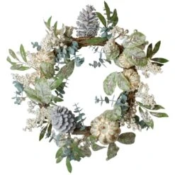 Northlight 18" Neutral Pumpkin & Pinecones Fall Harvest Wreath -Northlight D253393S 1 1