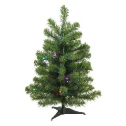 Northlight 24" Pre-Lit Canadian Pine Artificial Christmas Tree, Multicolor Lights -Northlight D253652S 11