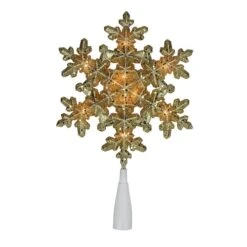 Northlight 9" Gold Lighted Snowflake Christmas Tree Topper 13 Northlight 9" Gold Lighted Snowflake Christmas Tree Topper -Northlight D253705S 11