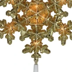 Northlight 9" Gold Lighted Snowflake Christmas Tree Topper 15 Northlight 9" Gold Lighted Snowflake Christmas Tree Topper -Northlight D253705S 13