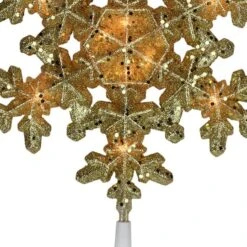 Northlight 9" Gold Lighted Snowflake Christmas Tree Topper 12 Northlight 9" Gold Lighted Snowflake Christmas Tree Topper -Northlight D253705S 3